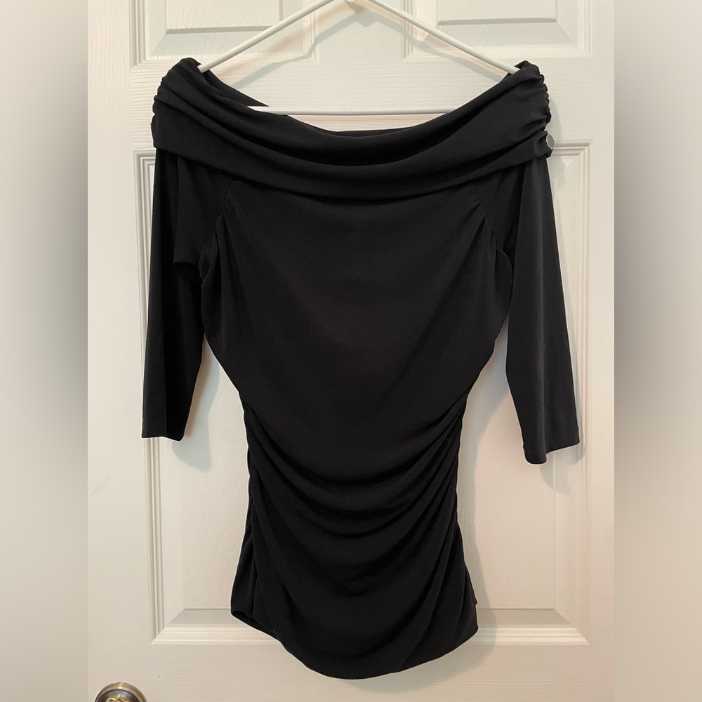 Ann Taylor off shoulder ruched 3/4” length sleeves Women’s Size M Fully Lined